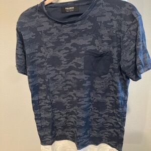 Pull&Bear Blue Short Sleeve Tee Urban Camouflage